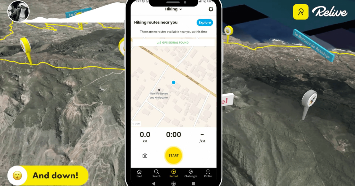 Record, measure and share distance covered using Relive App